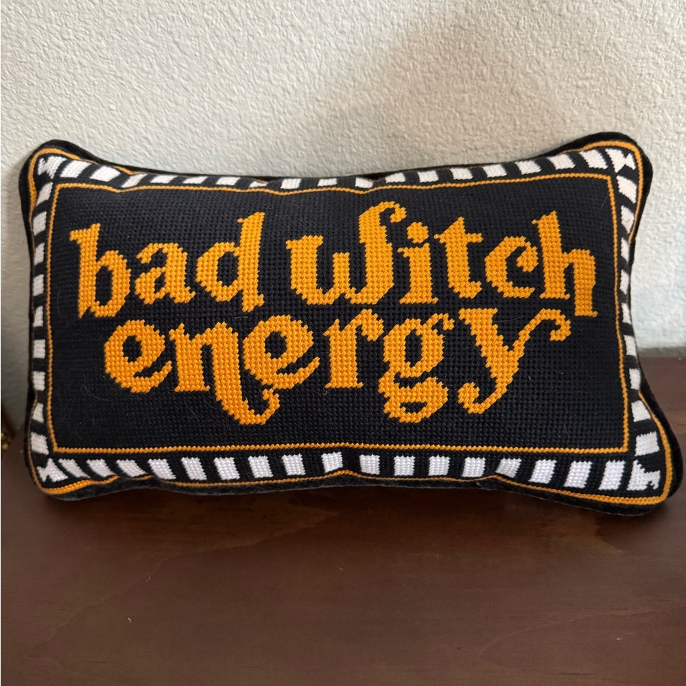 Black and Orange 'Bad Witch Energy' Pillow